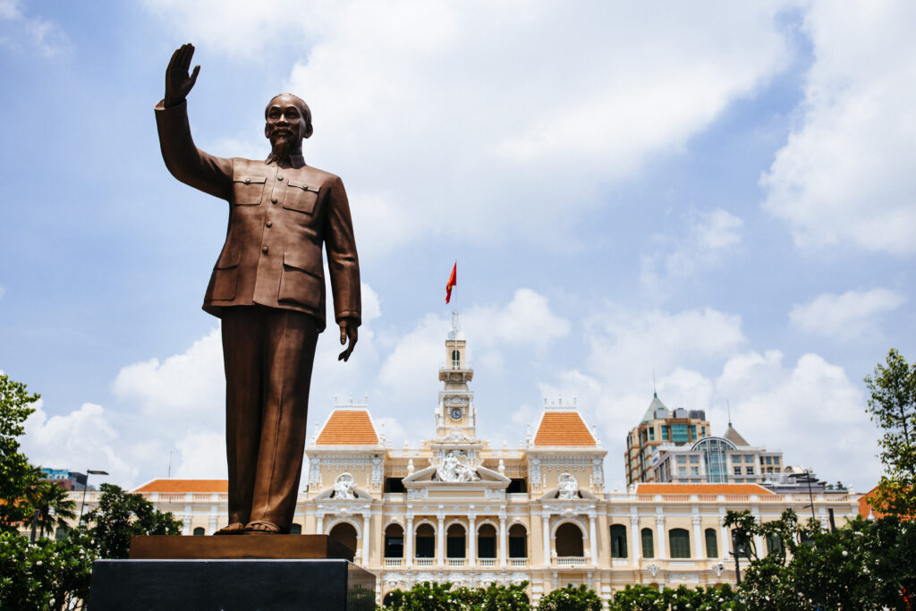 Statue of Ho Chi Minh in downtown Saigon, Vietnam.