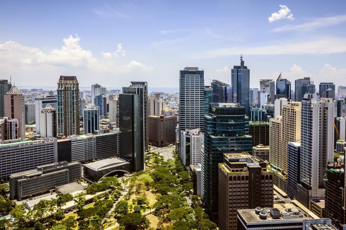 Manila cityscape under blue sky, Philippines